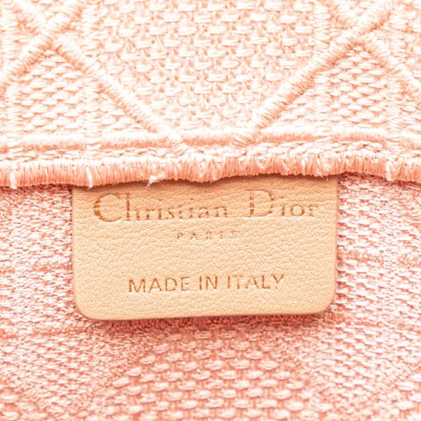 Pre-owned Dior Medium Canvas Cannage Embroidered Book Tote Pink