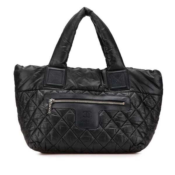 Pre-owned Chanel Small Quilted Nylon Coco Cocoon Tote Black