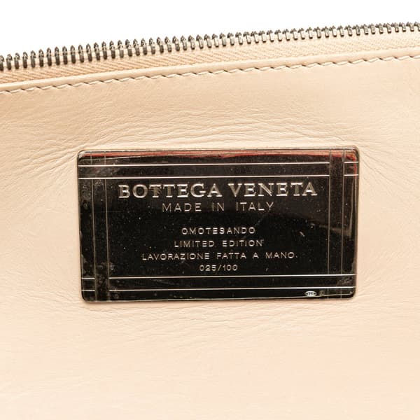 Pre-owned Bottega Veneta Small Lambskin Intreccio Cabat Tote White