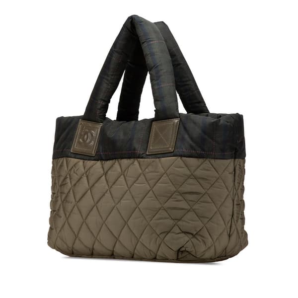 Pre-owned Chanel Small Quilted Nylon Coco Cocoon Tote Green