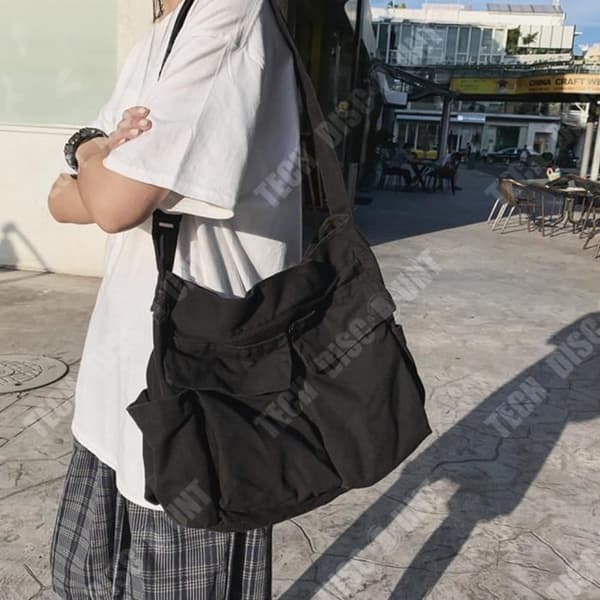 TD® All-match axelväska stor kapacitet tygväska dubbel användning canvasväska studentklassväska messenger bag