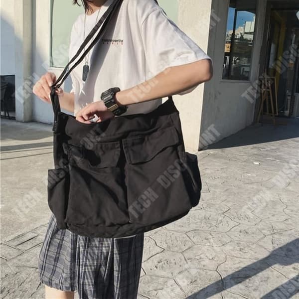 TD® All-match axelväska stor kapacitet tygväska dubbel användning canvasväska studentklassväska messenger bag