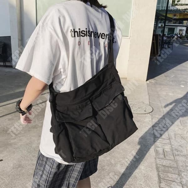 TD® All-match axelväska stor kapacitet tygväska dubbel användning canvasväska studentklassväska messenger bag
