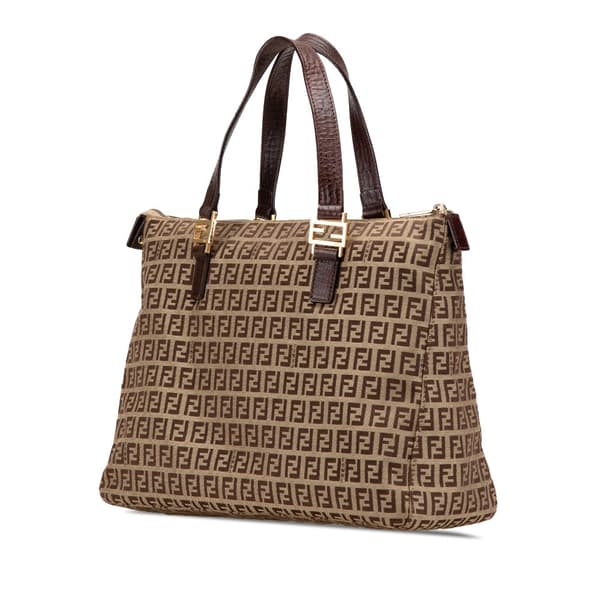 Pre-owned Fendi Zucchino Canvas Tote Brown