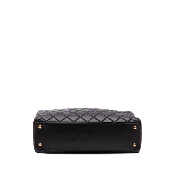 Pre-owned Chanel CC Quilted Lambskin Turnlock Tote Black