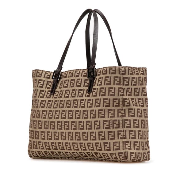 Pre-owned Fendi Zucchino Canvas Tote Brown