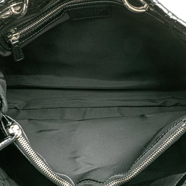 Pre-owned Dior Large Patent Cannage Lady Dior Soft Shopping Tote Black