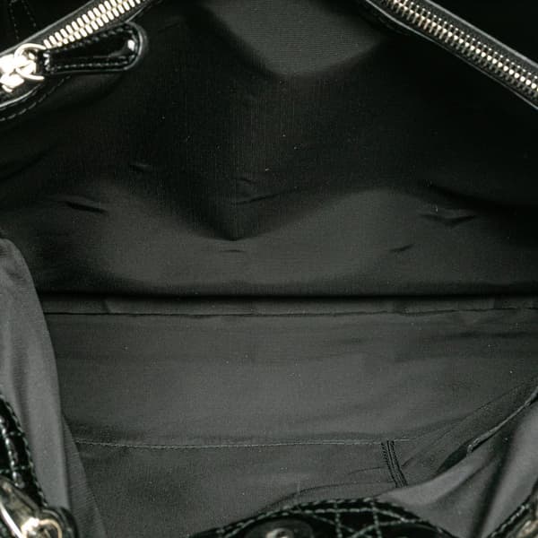 Pre-owned Dior Large Patent Cannage Lady Dior Soft Shopping Tote Black