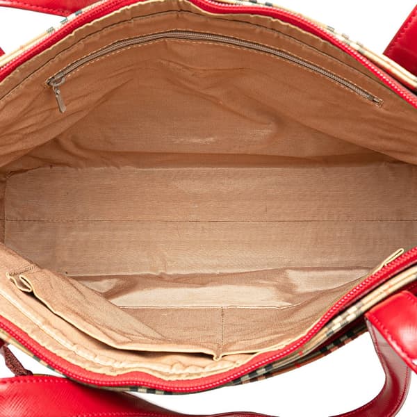 Pre-owned Burberry Haymarket Check Canvas Tote Brown