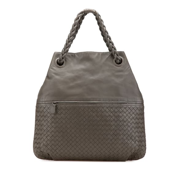 Pre-owned Bottega Veneta Nappa Intrecciato Julie Tote Gray