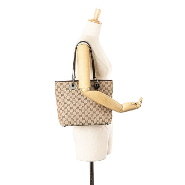 Pre-owned Gucci GG Canvas Eclipse Tote Brown