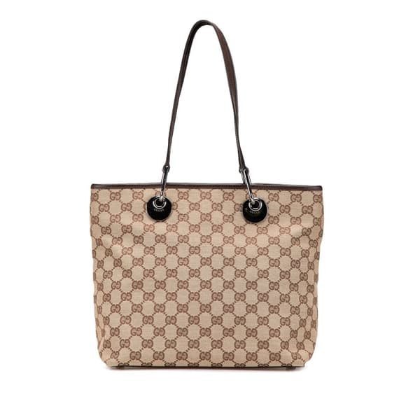 Pre-owned Gucci GG Canvas Eclipse Tote Brown