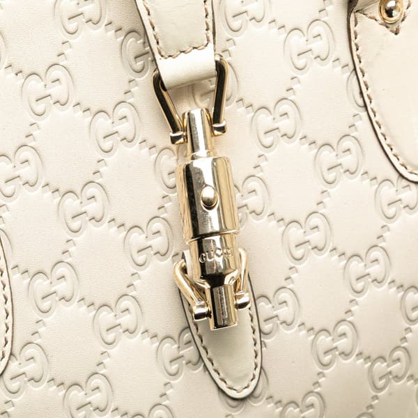 Pre-owned Gucci Guccissima Jackie Tote White