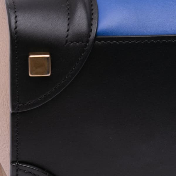 Pre-owned Celine Micro Tricolor Leather Luggage Tote Blue