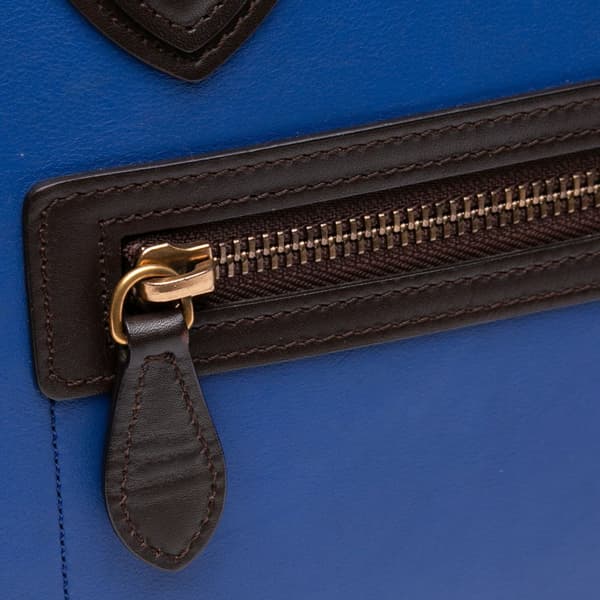 Pre-owned Celine Micro Tricolor Leather Luggage Tote Blue