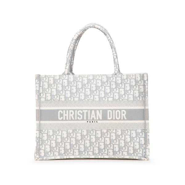 Pre-owned Dior Medium Oblique Canvas Book Tote Gray