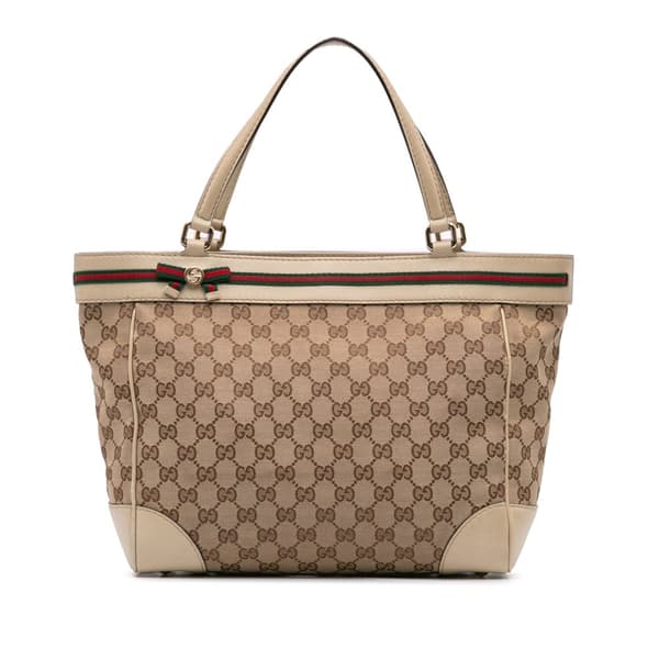Pre-owned Gucci GG Canvas Mayfair Tote Brown