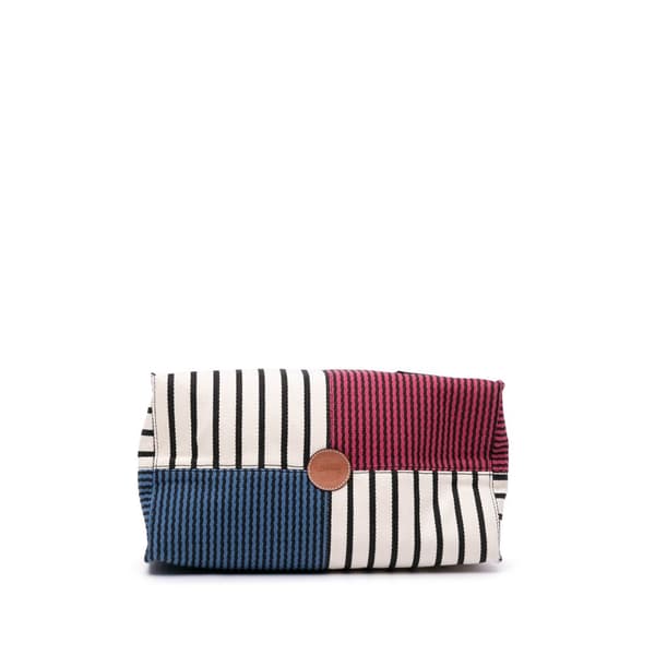Pre-owned LOEWE Paulas Ibiza Large Canvas Stripes Cushion Tote Red