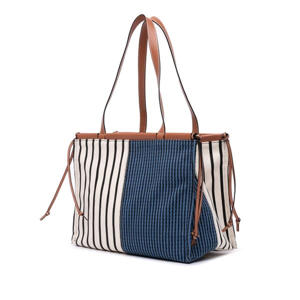 Pre-owned LOEWE Paulas Ibiza Large Canvas Stripes Cushion Tote Red
