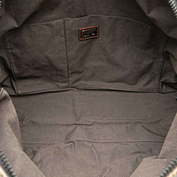 Pre-owned Fendi Large Zucca Canvas Mixed Media Tote Brown