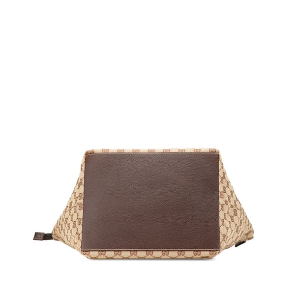 Pre-owned Gucci GG Canvas Web Tote  Brown
