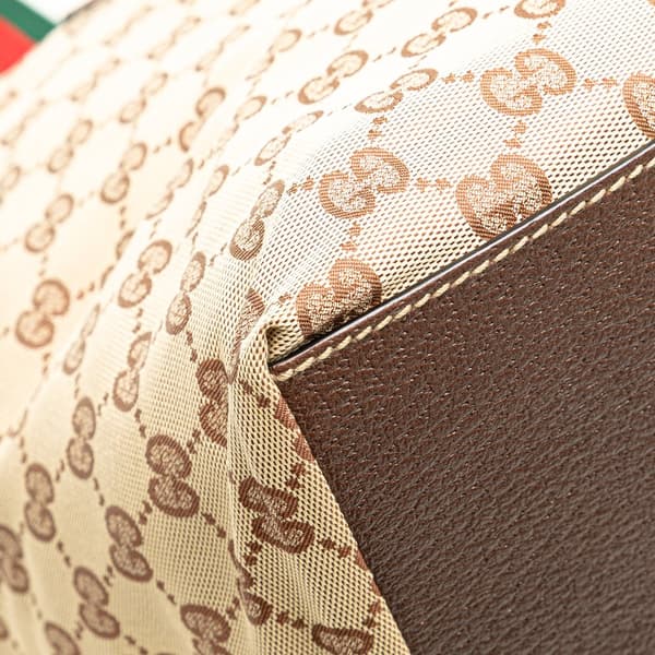 Pre-owned Gucci GG Canvas Web Tote  Brown