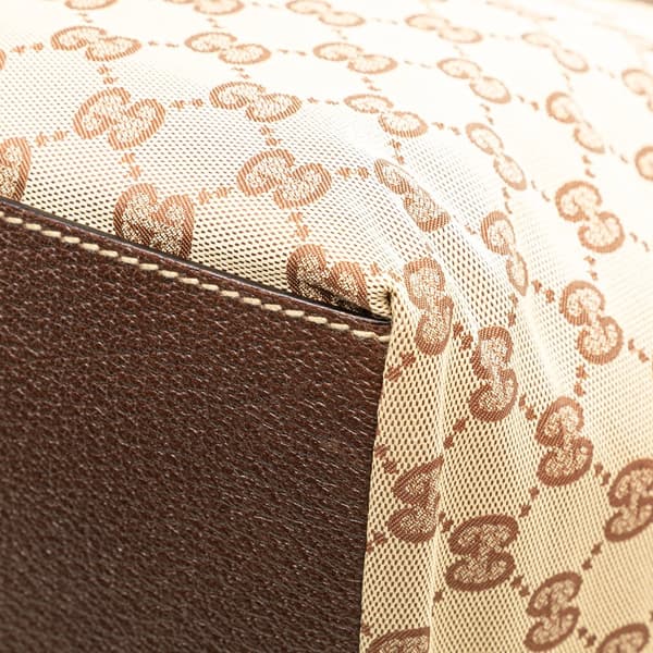 Pre-owned Gucci GG Canvas Web Tote  Brown