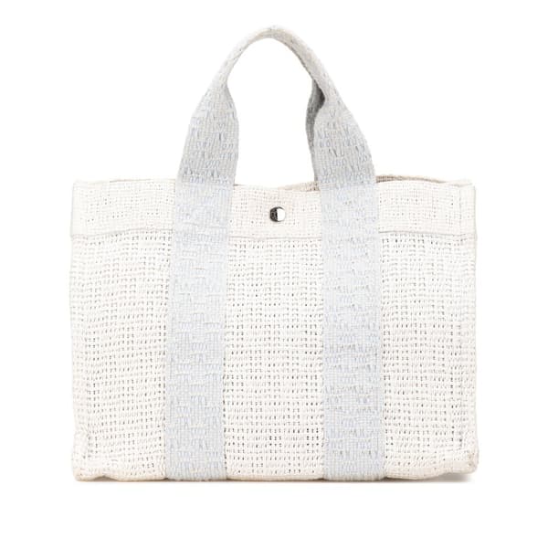 Pre-owned Hermès Woven Straw Bora Bora PM Tote White