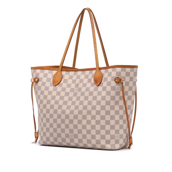 Pre-owned Louis Vuitton Damier Azur Neverfull MM White