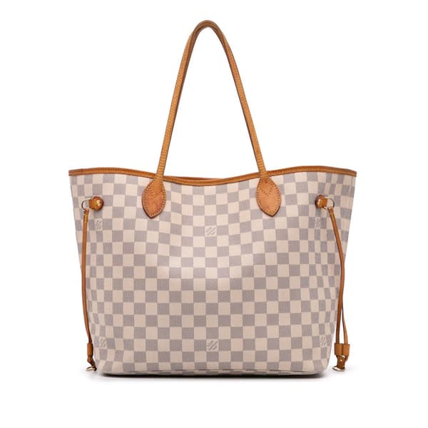 Pre-owned Louis Vuitton Damier Azur Neverfull MM White