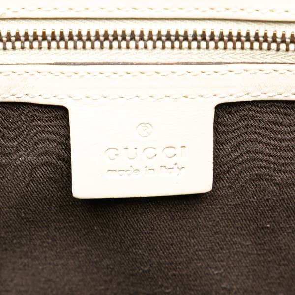 Pre-owned Gucci Calfskin and GG Canvas Nailhead Tote White