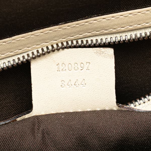 Pre-owned Gucci Calfskin and GG Canvas Nailhead Tote White