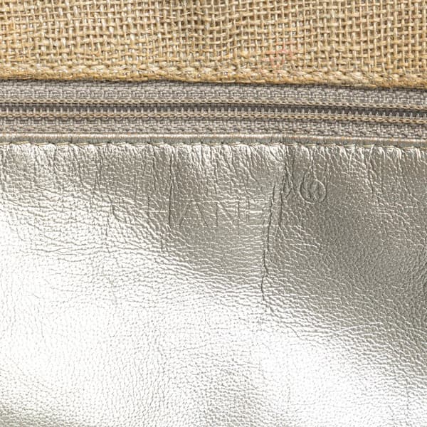 Pre-owned Chanel CC Stitched Linen Chain Tote Brown