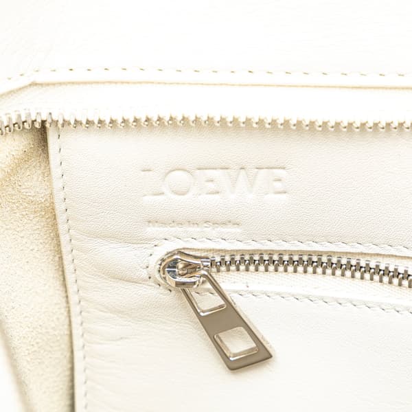 Pre-owned LOEWE Anagram Leather Shopper Tote White