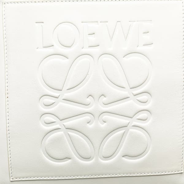 Pre-owned LOEWE Anagram Leather Shopper Tote White