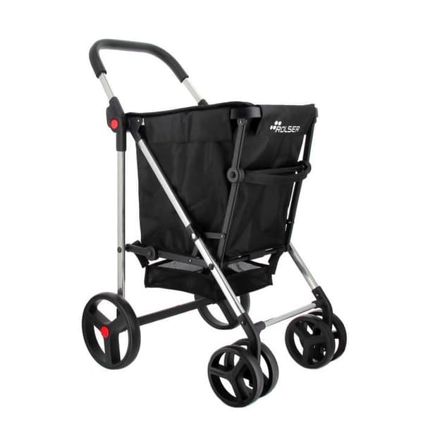 BB BASKET TWEED marin - Fällbar handla vagn med 4 hjul, lätt och kompakt, perfekt för shopping och ärenden - Svart