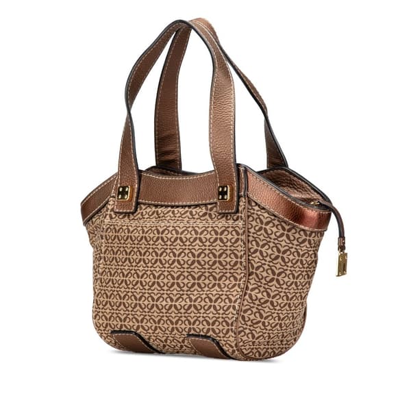 Pre-owned LOEWE Anagram Canvas Tote Brown