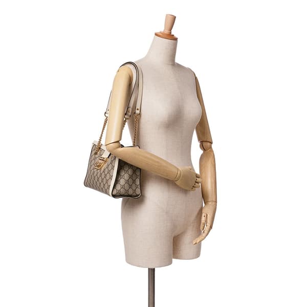 Pre-owned Gucci Small GG Supreme Padlock Tote Brown