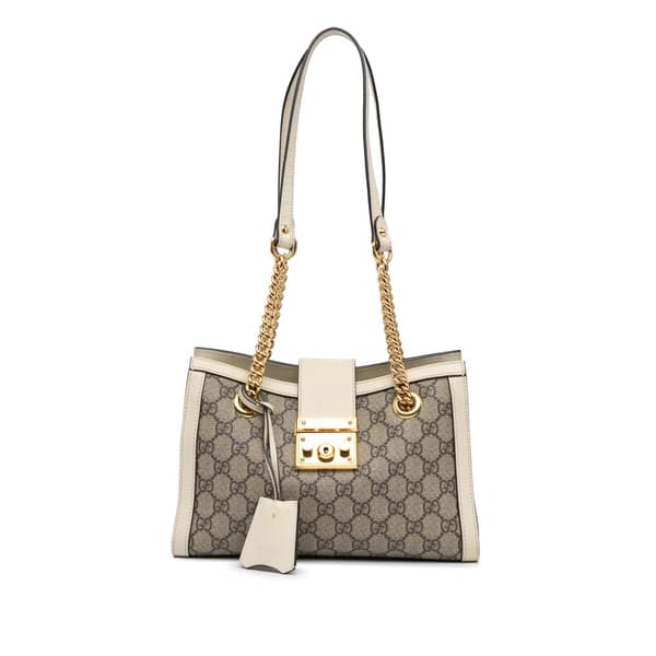 Pre-owned Gucci Small GG Supreme Padlock Tote Brown