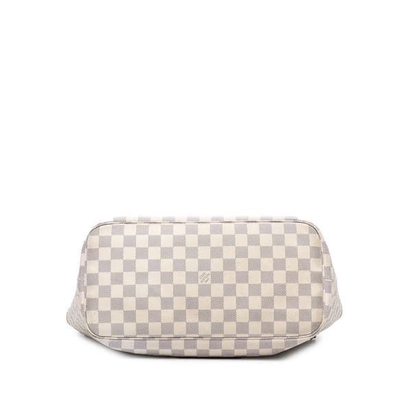 Pre-owned Louis Vuitton Damier Azur Neverfull MM White