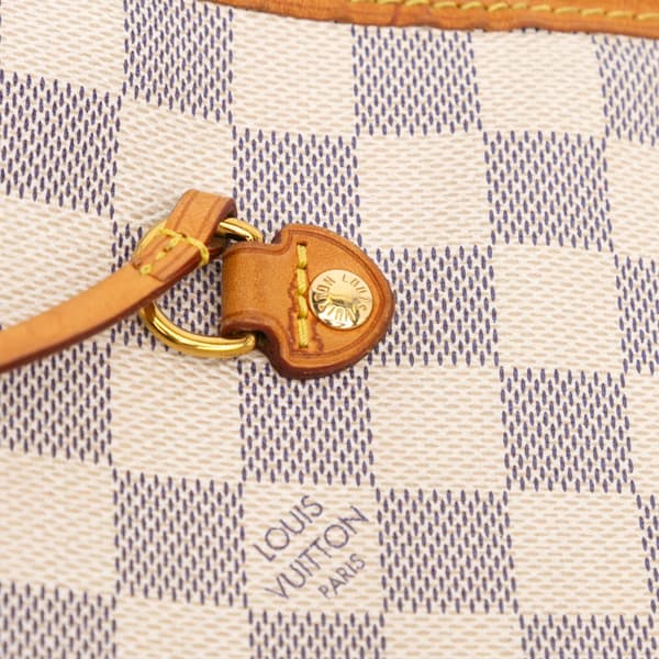 Pre-owned Louis Vuitton Damier Azur Neverfull MM White