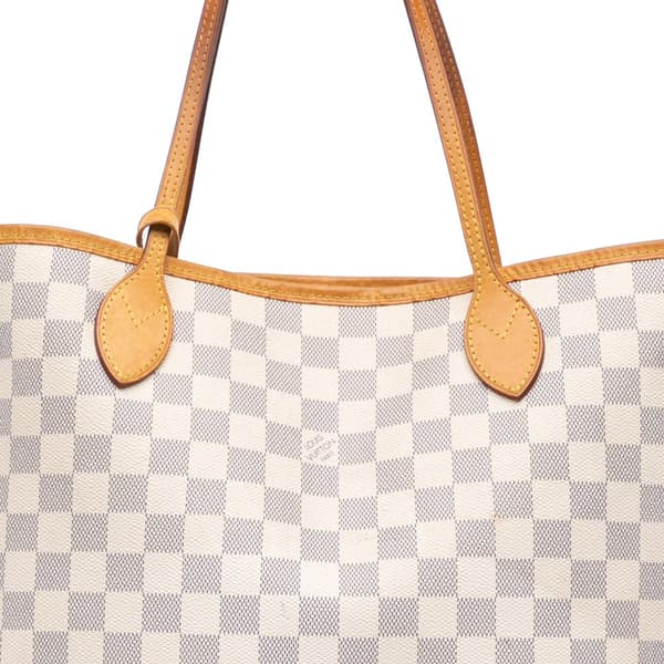 Pre-owned Louis Vuitton Damier Azur Neverfull MM White