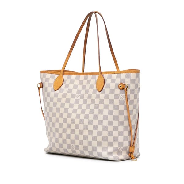 Pre-owned Louis Vuitton Damier Azur Neverfull MM White