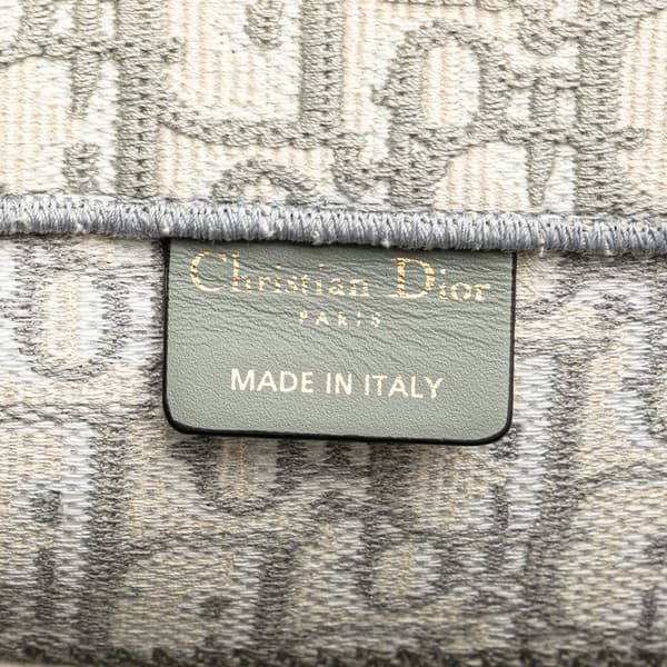 Pre-owned Dior Medium Oblique Canvas Book Tote Gray