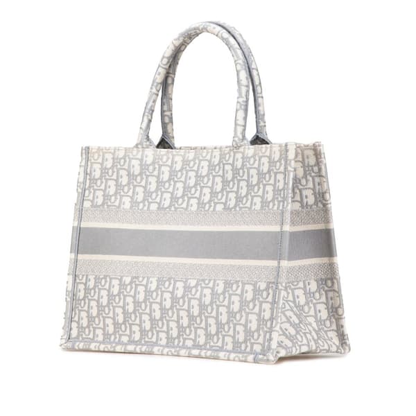 Pre-owned Dior Medium Oblique Canvas Book Tote Gray