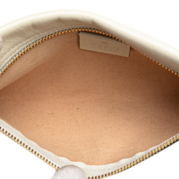 Pre-owned Gucci Large Web Leather Rajah Tote White