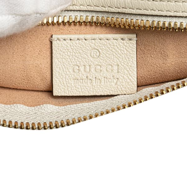 Pre-owned Gucci Large Web Leather Rajah Tote White