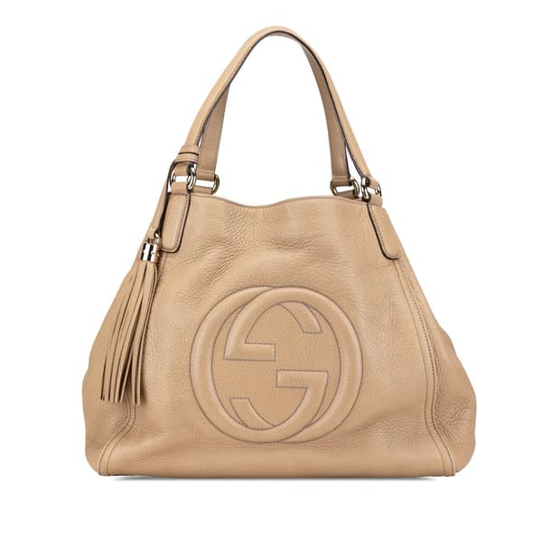 Pre-owned Gucci Medium Leather Soho Cellarius Tote Brown