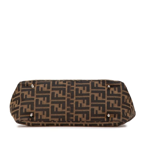 Pre-owned Fendi Small Zucca Canvas Twins Tote Brown