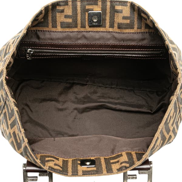 Pre-owned Fendi Small Zucca Canvas Twins Tote Brown